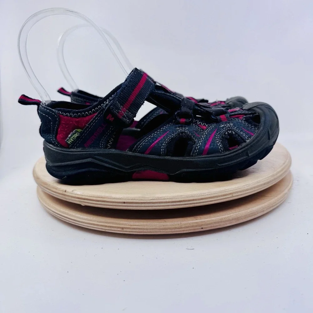 Merrell Hydro Sport Hiker Sandals Kids 13 Black Red Water Shoes Leather